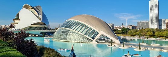 Byen for kunst og vitenskap og Turia-hagene i Valencia